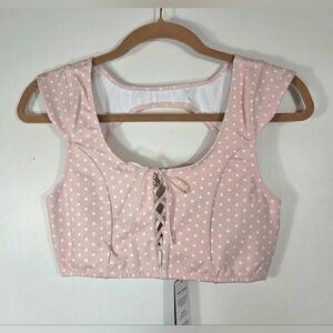 RARE BEACH BUNNY BFIT HAZEL POLKA DOT TOP.